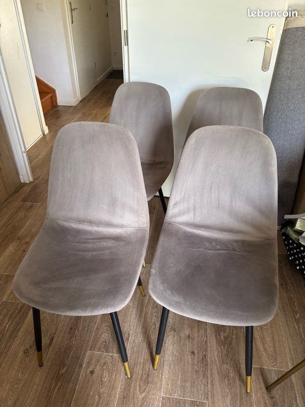 4 chaises salle à mangé grises en velours (image 2)