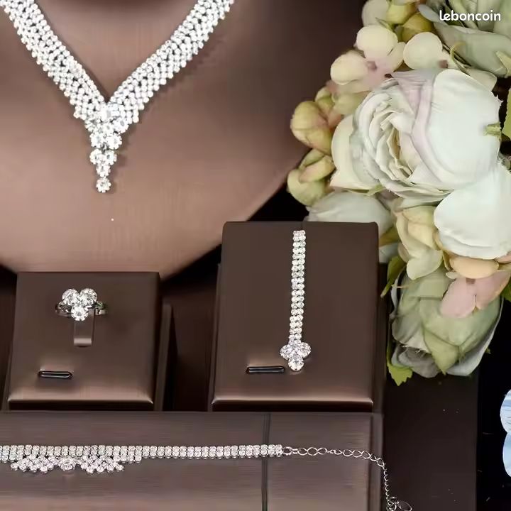 Parure De 2 Bijoux : Collier Et Bracelet Argent Plaqué Rhodium - Neuf Avec étiquettes