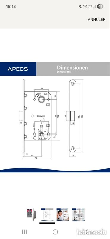 Lot de 2 serrure a larder penne magnetique (image 4)