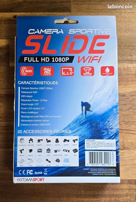 Lot - 6 - Caméra sportive 1080p WiFi étanche (type GoPro) + accessoires (image 3)