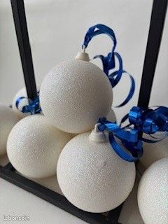 Boules de Noël blanche pailleté Ø8cm - Lot de 8 (image 1)