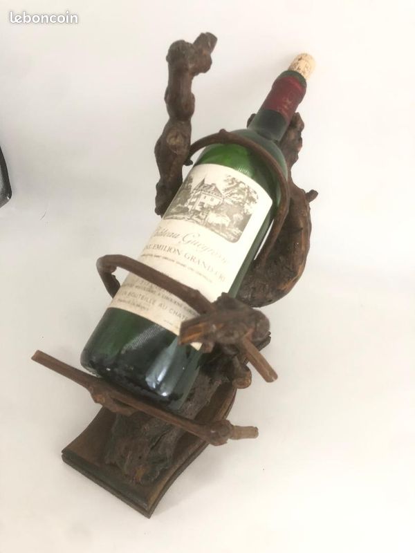 Porte Bouteilles vintage fer et bois 6 emplacements