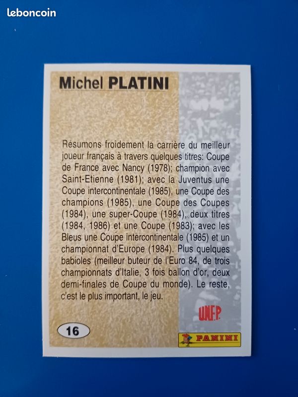 Carte Panini Michel Platini Football 79 Americana – Rare, Bon état