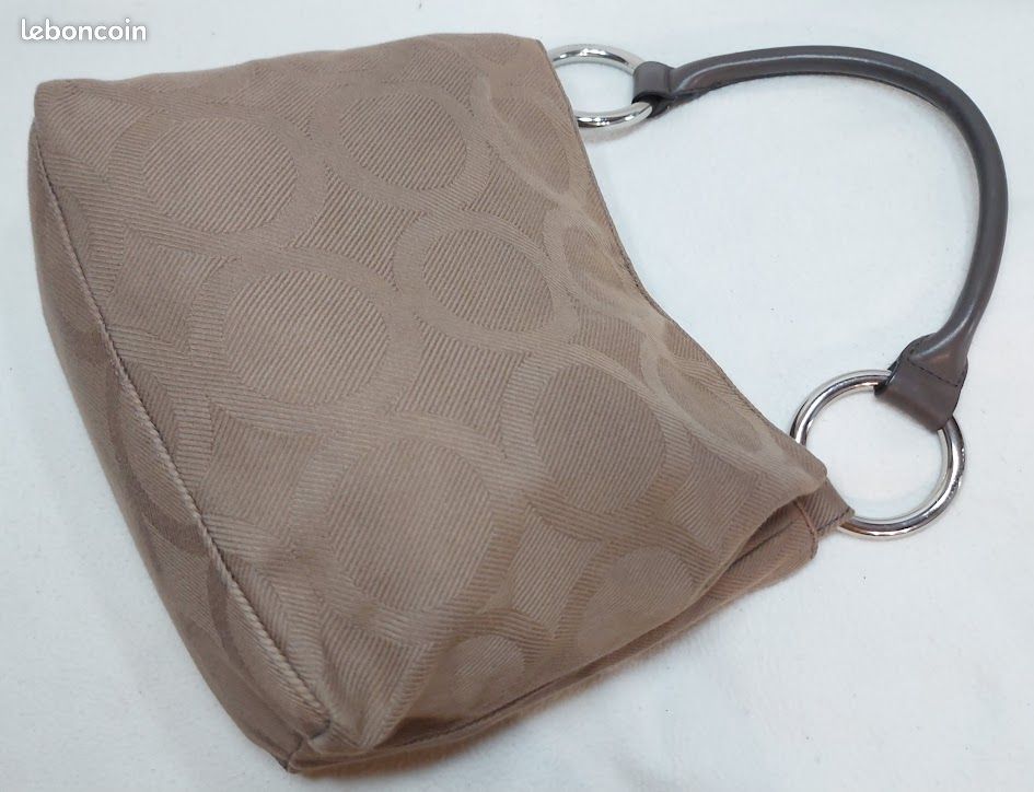 Sac à Main SEQUOIA En Toile Et Cuir Beige - Occasion (parfait état) - Style Porté épaule