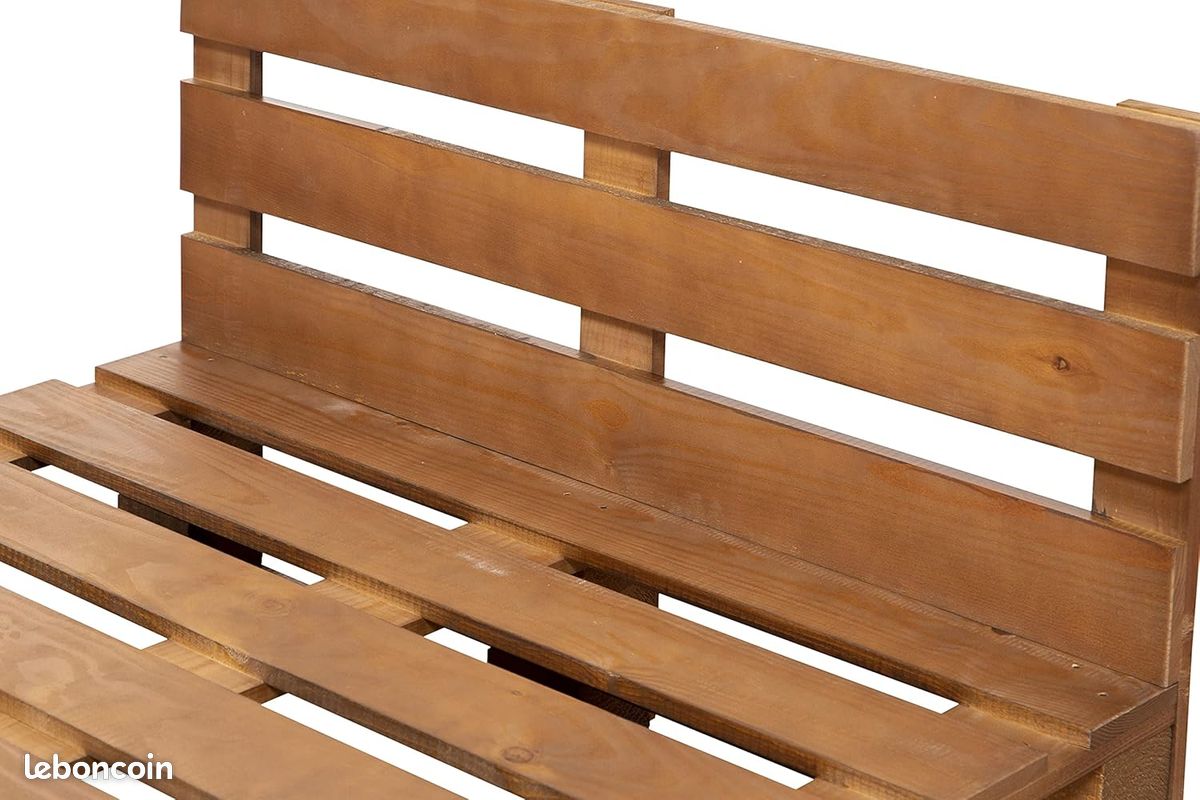 Canapé neuf façon palettes en Noyer poncées et brossées – intérieur / extérieur 120 x 60 cm (image 3)