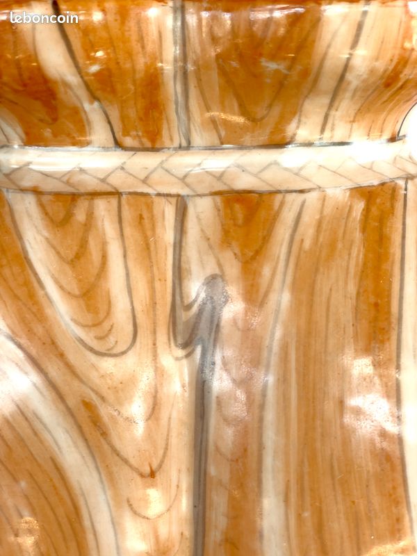 Grand double vase joint en porcelaine chinoise en style faux-bois circa 1910 (image 7)