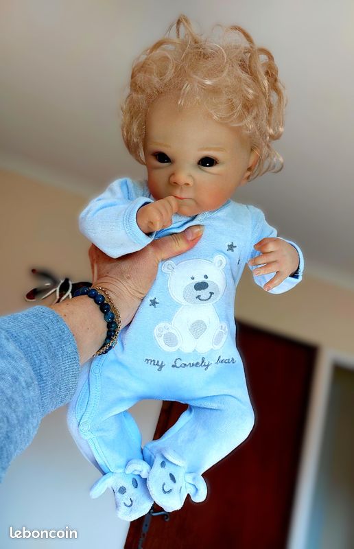 Poupée Reborn Nouveau-né Fille 50cm – Hyperréaliste Yeux Bleus & Cheveux Blonds, Câlin Et Sécurisé