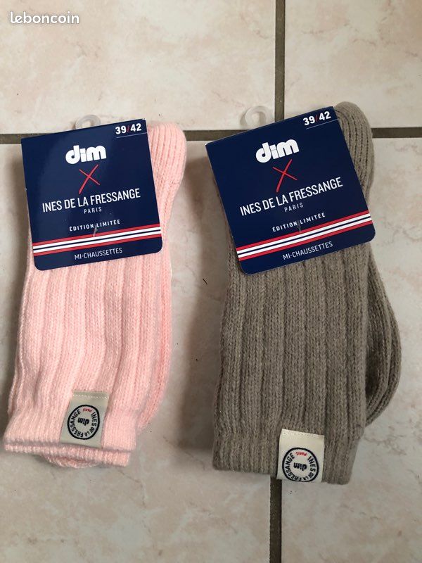 Lot de 2 paires de chaussettes Dim beige édition limitée Inès de la Fressange T 39/42 neufs ds emballa (image 1)