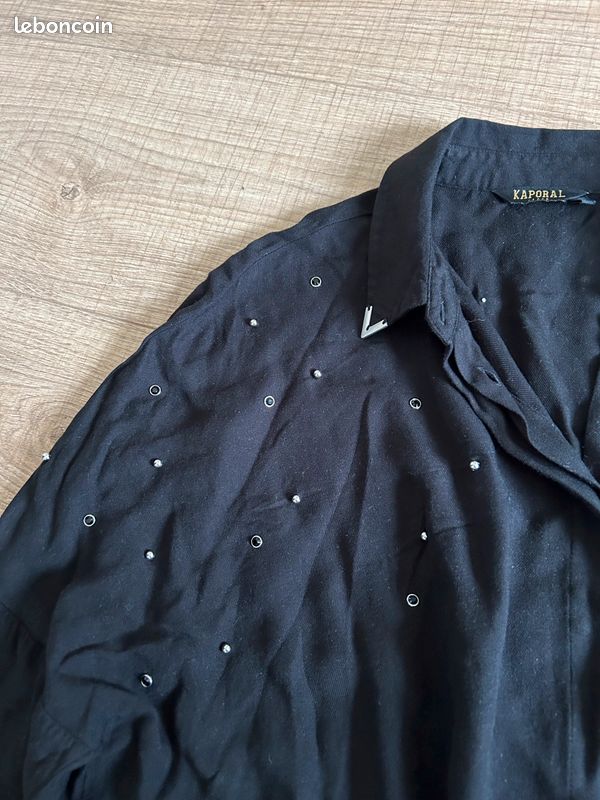 Blouse chemise noire à manches longues Kaporal taille S bon état (image 8)