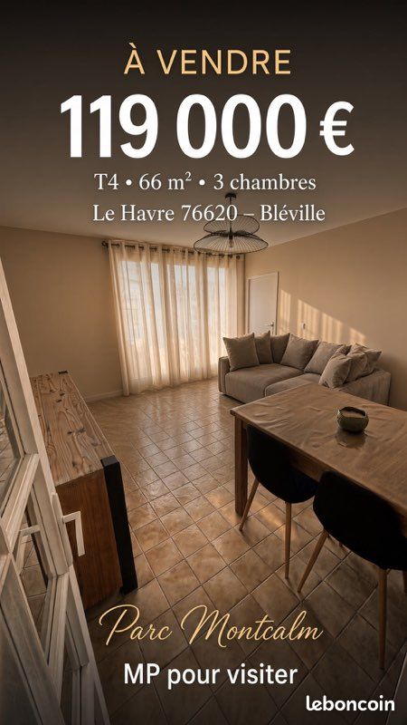 Appartement 4 pièces 66 m² · au Havre · 66 m² · 118 000 €