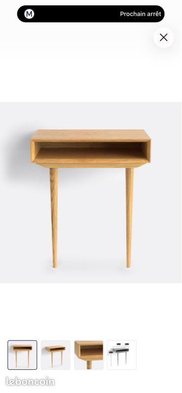 Bureau console mini appoint table télétravail nuit chevet gigogne travail angle minimaliste scandinave chêne bois AMPM la redoute maison home déco mural pieds vintage style marque design Sostrene (image 1)