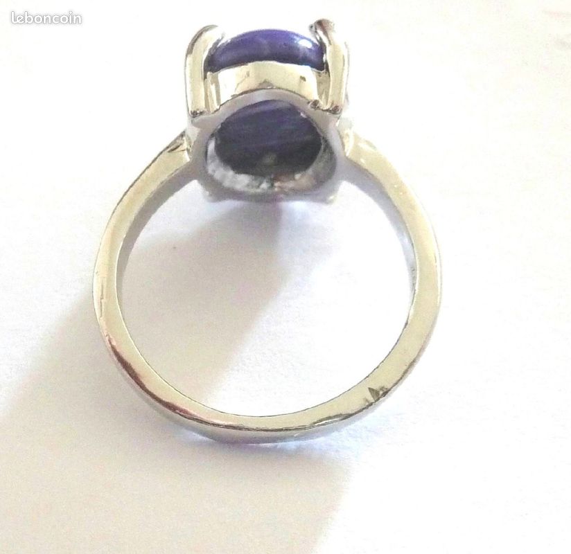 Trés belle bague en pierre gemme bleue ovale (image 6)