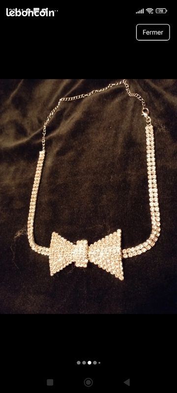 Idée cadeau 🎁Lot collier noeud papillon et d'un bracelet en strass (image 11)