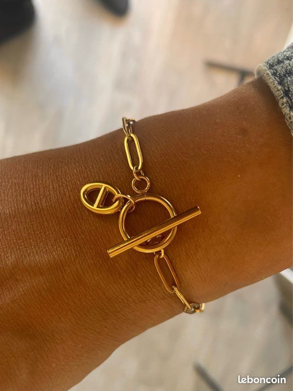Bracelet fermoir OT et petite maille marine (image 1)