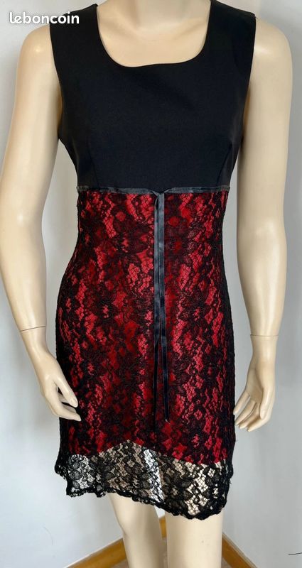 Robe T36 droite sans manche dentelle sur doublure opaque cocktail fêtes 74/ (image 1)