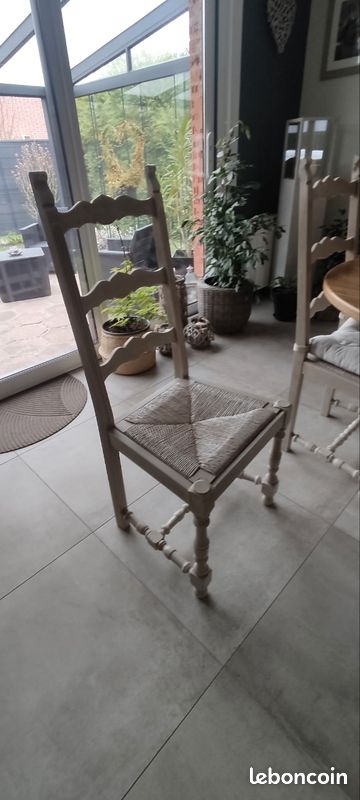Table ovale 2m×0,95m chêne et 6 chaises paille (image 2)
