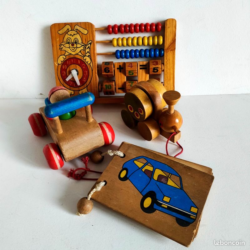 Lot de 4 jouets pour enfant - jeux d'éveil pour enfants - jouets en bois - vintage 50's (image 1)