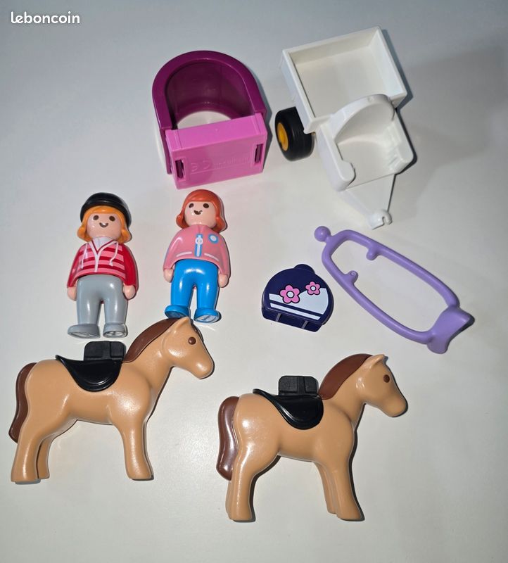 123 playmobil lot équitation charette 9390 et Cavalière 6083 complets (image 2)