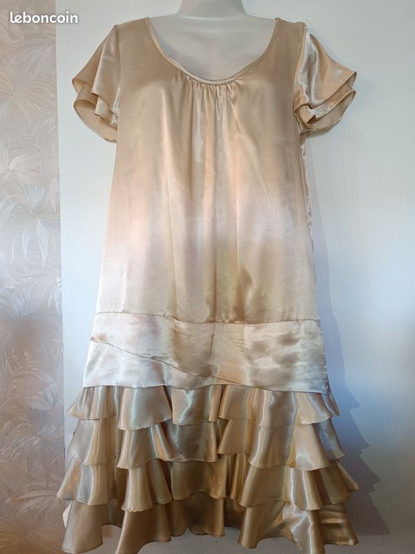Robe Femme Noir Taille 38 - Marque Jacqueline Riu - Style Ajusté Et évasé - Très Bon état