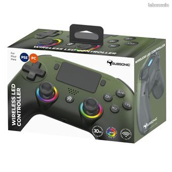 Manette sans fil Subsonic SA5716-3 Bluetooth LED Vert militaire pour PS5 Et PC (image 3)