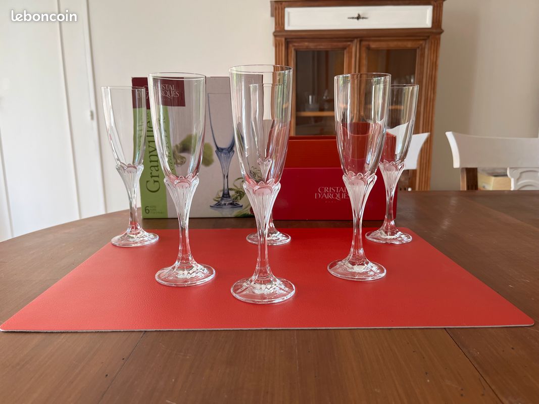 6 flûtes champagne Cristal d’Arques Granville (image 1)
