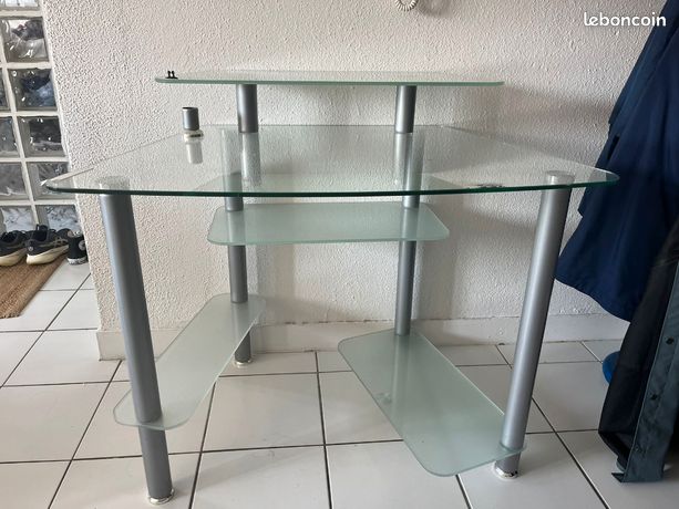 Table De Bureau Rectangulaire En Verre - Longueur 120 X Profondeur 70 X Hauteur 74 Cm