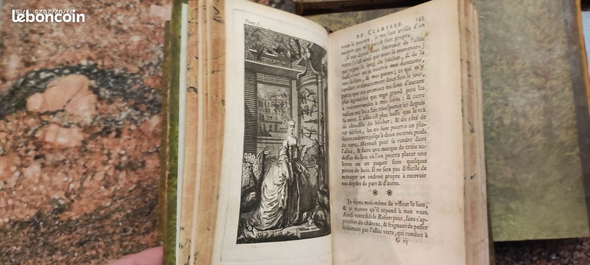 Lettres angloises, ou Histoire de Miss Clarisse Harlove. Nouvelle édition, augmentée de l'Eloge de Richardson, des lettres posthules & du testament de Clarisse.(Complet, 14 volumes reliés 7 tomes). (image 13)