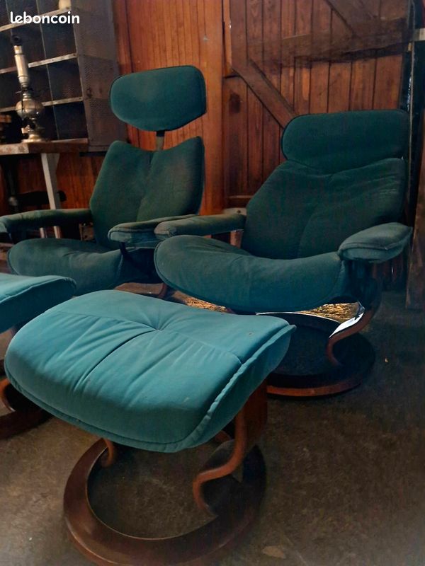 🔷️Ekornes Stressless Norvège 80's, Siesta Relax Fauteuil + Ottoman Stressless Scandinave🔹️ (image 1)