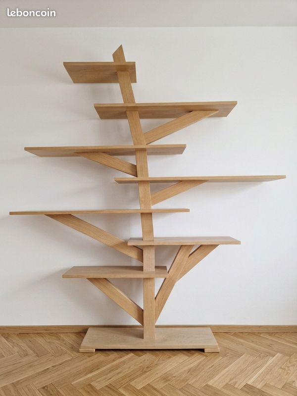 Bibliothèque arbre en chêne massif naturel (image 1)