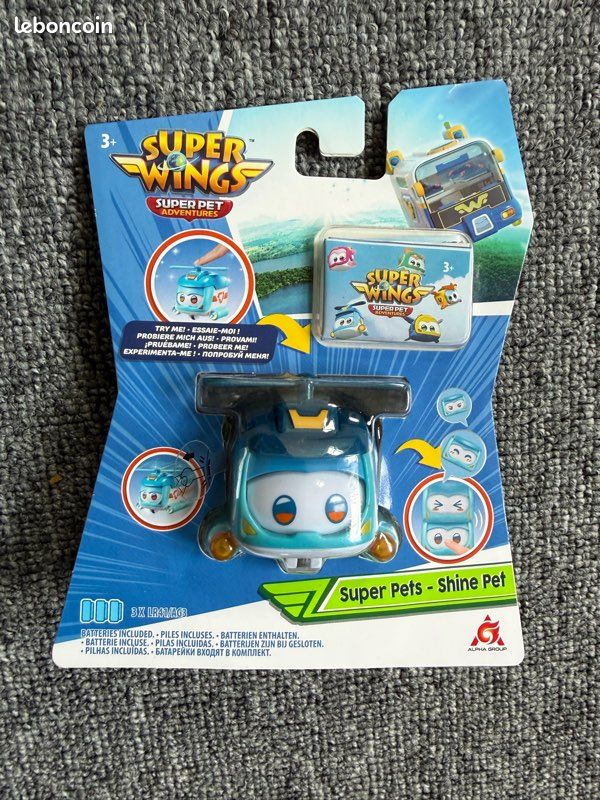 Coleção Super Wings Super Pets, pacote com 4 unidades, Super Pets Jerome, Golden Boy, Shine, Ellie, boneco de ação veicular, com efeitos de luz e expressões que mudam as emoções, presentes para