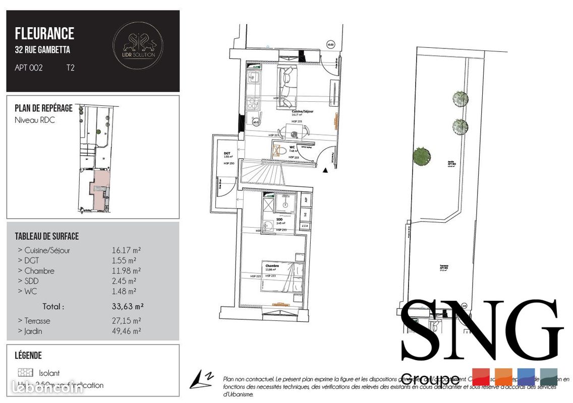 Appartement 2 pièces 34 m² · à Fleurance · 34 m² · 425 €/mois