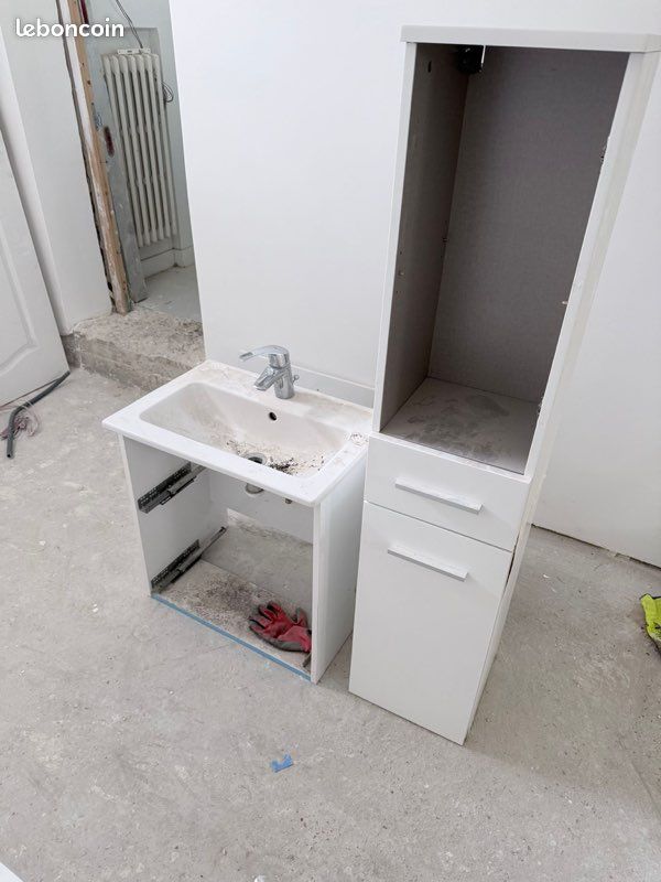 Ensemble sdb (meuble vasque + colonne + miroir lumineux) (image 2)