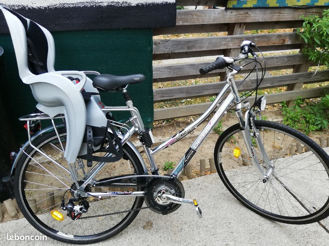 Vélo optimalp aluminium 28 pouces avec suspension et porte bébé (image 1)
