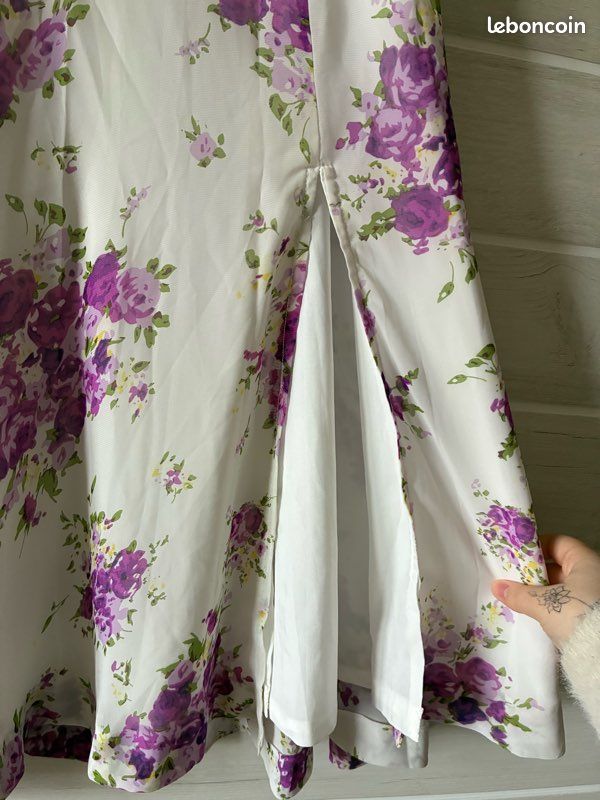 Jupe Femme Marks & Spencer Taille 6 – Ligne A Blanche à Fleurs Violettes Vintage