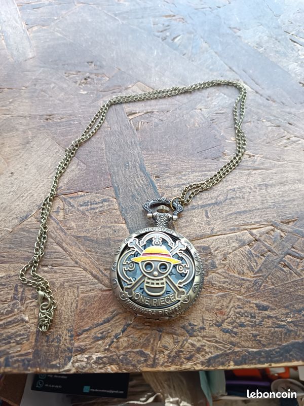 Montre à Gousset One Piece - Collier Pendentif Doré, Mouvement Quartz, Neuf Avec étiquettes