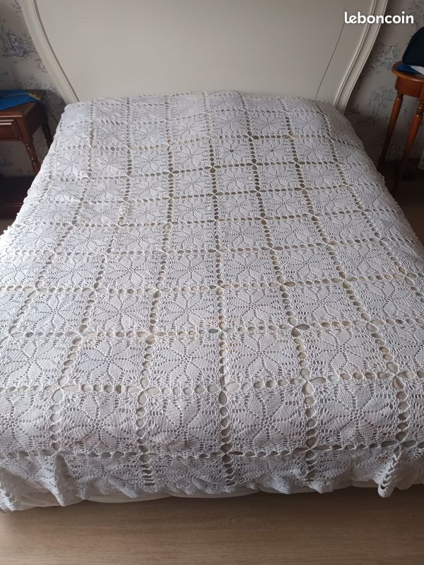 Couvre-lit Au Crochet En Coton 100% – Double, Très Long, Fait Main