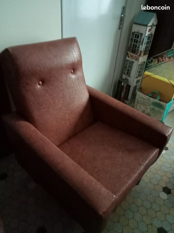 2 Fauteuils vintage 60/70 en skai (image 2)