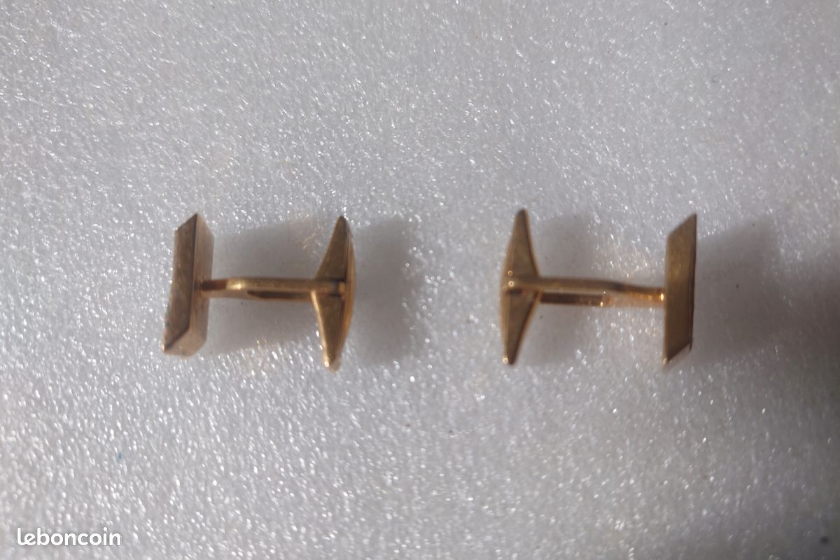 Magnifiques Boutons De Manchette Vintage Des Années 40 – Plaqué Or Et Motif Hélicoïdal Unique