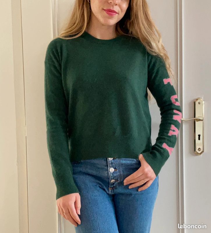 Pull cachemire vert rose Zadig Voltaire Vêtements