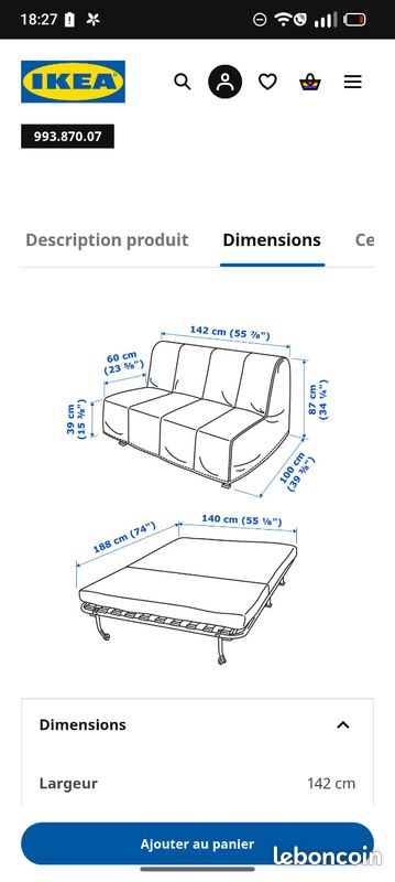 Canapé convertible Ikea LYCKSELE MURBO (matelat qualité supérieure) (image 3)