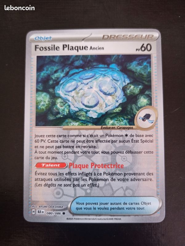 Carte Pokémon fossile plaque ancien reverse 080/086 série foudre noire (image 1)