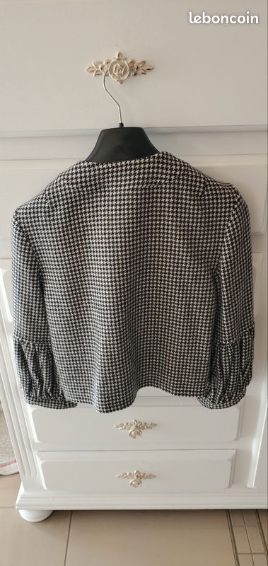 Veste courte chaude noire et blanche pépé jeans (image 2)