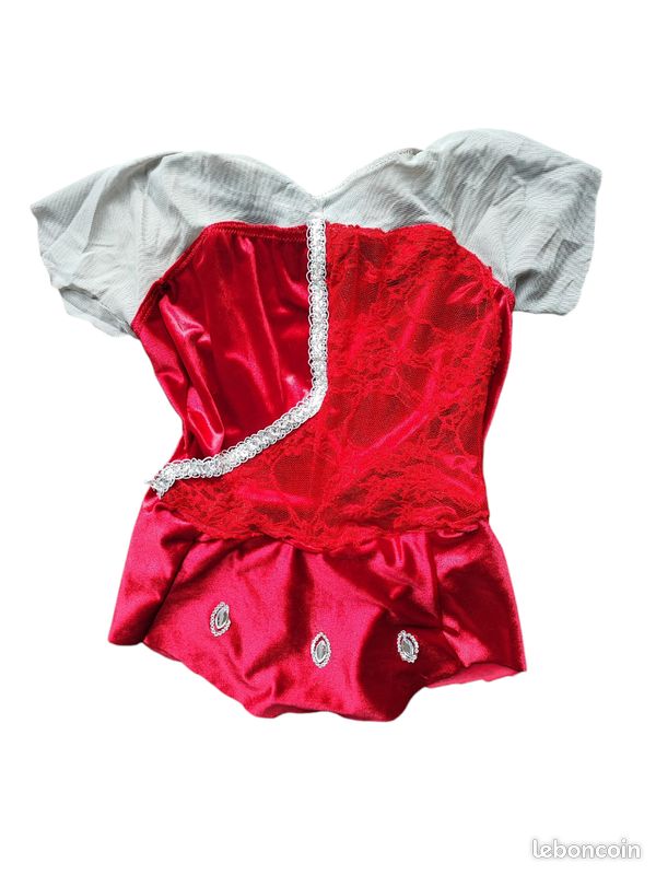 Tunique patinage artistique ans rouge dentelle gris Vêtements