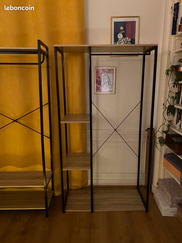 Duo d'étagères design bois et métal (image 1)