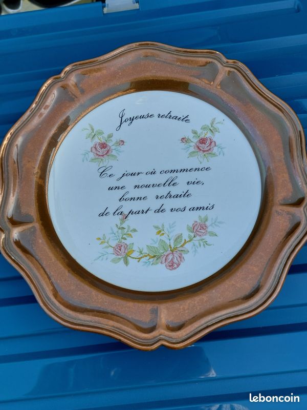 Assiette cuivre joyeuse retraite (image 1)