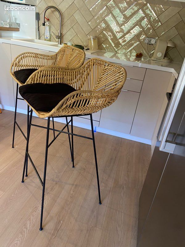 Lot de 2 tabourets en rotin synthétique (image 2)
