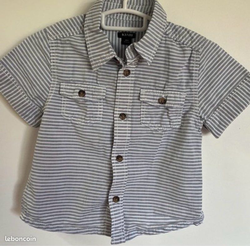 Chemise manche courte à rayures (image 1)