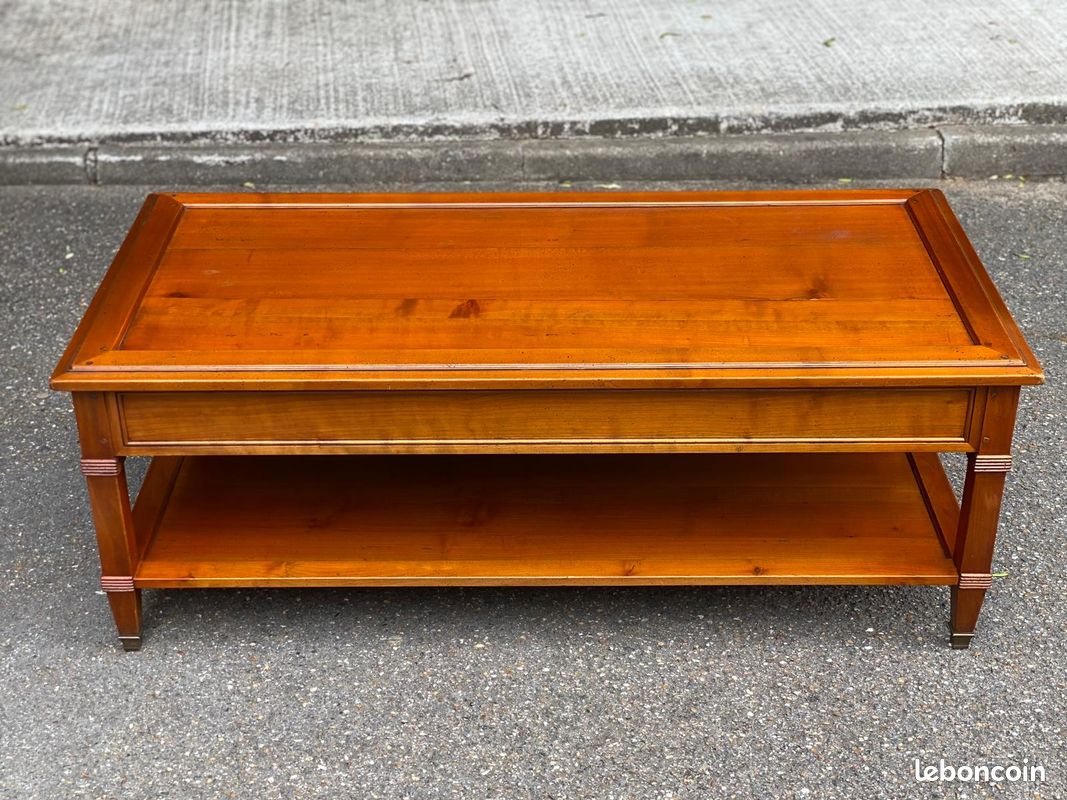 Table basse directoire en merisier massif des années 50 145x60cm (image 2)
