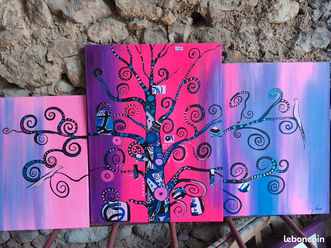 Tableau peinture sur toile, triptyque Arbre (image 1)