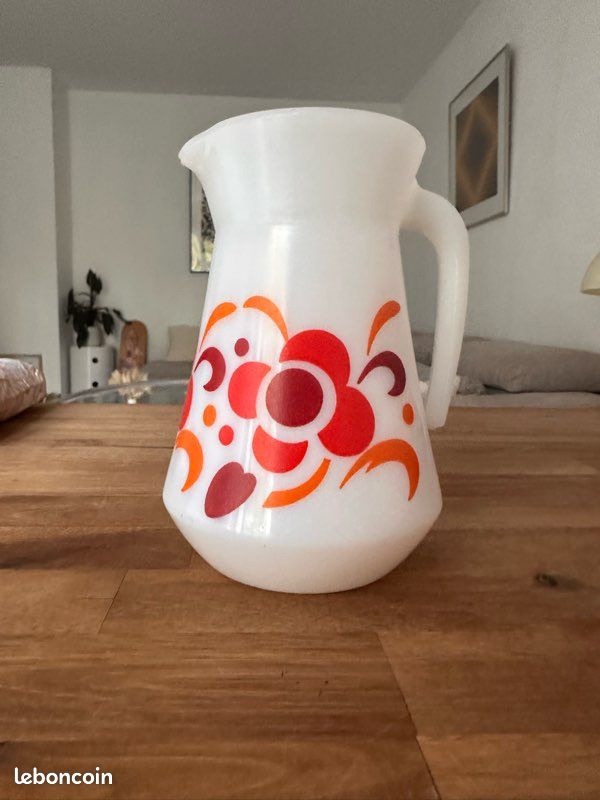 Carafe cruche à fleurs années 70 - Pichet seventies vintage